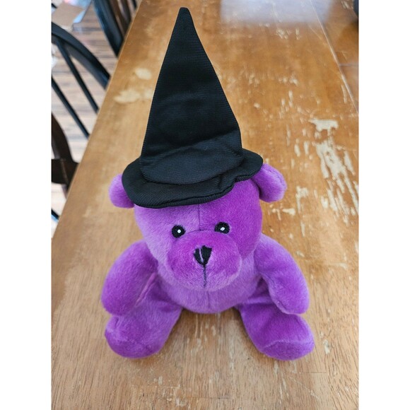 Purple Halloween Bear with Witch Hat Squeaker Inside - Picture 1 of 5